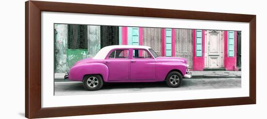 Cuba Fuerte Collection Panoramic - Pink Vintage Car in Havana-Philippe Hugonnard-Framed Photographic Print