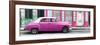 Cuba Fuerte Collection Panoramic - Pink Vintage Car in Havana-Philippe Hugonnard-Framed Photographic Print