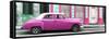 Cuba Fuerte Collection Panoramic - Pink Vintage Car in Havana-Philippe Hugonnard-Framed Stretched Canvas