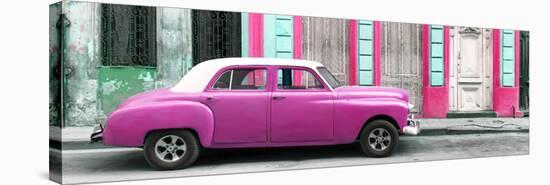 Cuba Fuerte Collection Panoramic - Pink Vintage Car in Havana-Philippe Hugonnard-Stretched Canvas