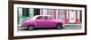 Cuba Fuerte Collection Panoramic - Pink Vintage Car in Havana-Philippe Hugonnard-Framed Premium Photographic Print