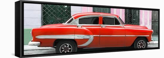 Cuba Fuerte Collection Panoramic - Red Bel Air Classic Car-Philippe Hugonnard-Framed Stretched Canvas