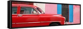 Cuba Fuerte Collection Panoramic - Red Chevy in Havana-Philippe Hugonnard-Framed Stretched Canvas