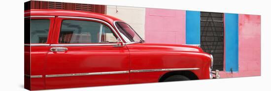 Cuba Fuerte Collection Panoramic - Red Chevy in Havana-Philippe Hugonnard-Stretched Canvas