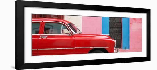 Cuba Fuerte Collection Panoramic - Red Chevy in Havana-Philippe Hugonnard-Framed Photographic Print