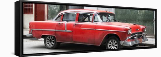 Cuba Fuerte Collection Panoramic - Red Chevy-Philippe Hugonnard-Framed Stretched Canvas