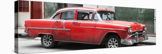 Cuba Fuerte Collection Panoramic - Red Chevy-Philippe Hugonnard-Stretched Canvas