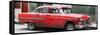 Cuba Fuerte Collection Panoramic - Red Chevy-Philippe Hugonnard-Framed Stretched Canvas