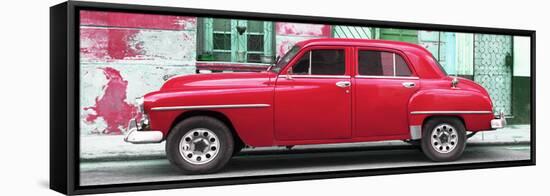 Cuba Fuerte Collection Panoramic - Red Classic American Car-Philippe Hugonnard-Framed Stretched Canvas
