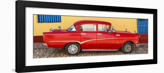 Cuba Fuerte Collection Panoramic - Red Classic Car in Trinidad-Philippe Hugonnard-Framed Photographic Print