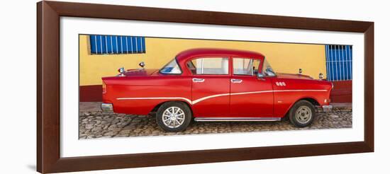 Cuba Fuerte Collection Panoramic - Red Classic Car in Trinidad-Philippe Hugonnard-Framed Photographic Print