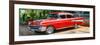 Cuba Fuerte Collection Panoramic - Red Classic Car in Vinales-Philippe Hugonnard-Framed Photographic Print