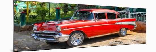 Cuba Fuerte Collection Panoramic - Red Classic Car in Vinales-Philippe Hugonnard-Mounted Photographic Print