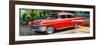 Cuba Fuerte Collection Panoramic - Red Classic Car in Vinales-Philippe Hugonnard-Framed Photographic Print