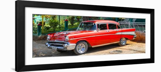 Cuba Fuerte Collection Panoramic - Red Classic Car in Vinales-Philippe Hugonnard-Framed Photographic Print