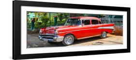 Cuba Fuerte Collection Panoramic - Red Classic Car in Vinales-Philippe Hugonnard-Framed Photographic Print