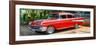 Cuba Fuerte Collection Panoramic - Red Classic Car in Vinales-Philippe Hugonnard-Framed Photographic Print