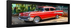 Cuba Fuerte Collection Panoramic - Red Classic Car in Vinales-Philippe Hugonnard-Framed Photographic Print