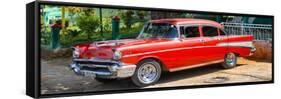 Cuba Fuerte Collection Panoramic - Red Classic Car in Vinales-Philippe Hugonnard-Framed Stretched Canvas