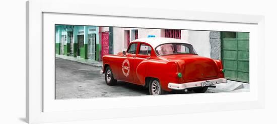 Cuba Fuerte Collection Panoramic - Red Taxi Pontiac 1953-Philippe Hugonnard-Framed Photographic Print