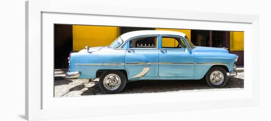 Cuba Fuerte Collection Panoramic - Retro Blue Car-Philippe Hugonnard-Framed Photographic Print