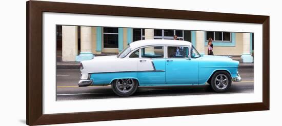 Cuba Fuerte Collection Panoramic - Skyblue Vintage Car-Philippe Hugonnard-Framed Photographic Print