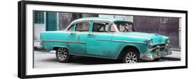 Cuba Fuerte Collection Panoramic - Turquoise Chevy-Philippe Hugonnard-Framed Premium Photographic Print