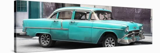 Cuba Fuerte Collection Panoramic - Turquoise Chevy-Philippe Hugonnard-Stretched Canvas