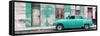 Cuba Fuerte Collection Panoramic - Turquoise Vintage American Car in Havana-Philippe Hugonnard-Framed Stretched Canvas