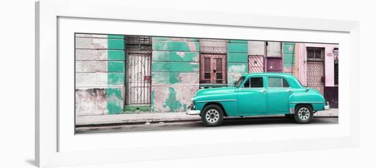 Cuba Fuerte Collection Panoramic - Turquoise Vintage American Car in Havana-Philippe Hugonnard-Framed Photographic Print