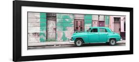 Cuba Fuerte Collection Panoramic - Turquoise Vintage American Car in Havana-Philippe Hugonnard-Framed Photographic Print