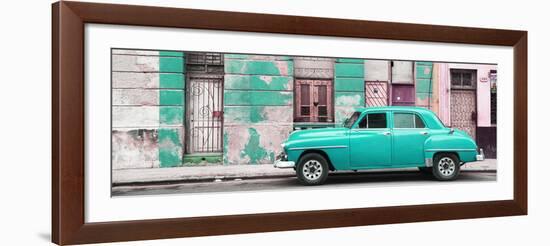 Cuba Fuerte Collection Panoramic - Turquoise Vintage American Car in Havana-Philippe Hugonnard-Framed Photographic Print