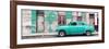 Cuba Fuerte Collection Panoramic - Turquoise Vintage American Car in Havana-Philippe Hugonnard-Framed Photographic Print