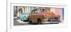 Cuba Fuerte Collection Panoramic - Two Chevrolet Cars Orange and Turquoise-Philippe Hugonnard-Framed Photographic Print
