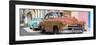 Cuba Fuerte Collection Panoramic - Two Chevrolet Cars Orange and Turquoise-Philippe Hugonnard-Framed Photographic Print