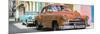 Cuba Fuerte Collection Panoramic - Two Chevrolet Cars Orange and Turquoise-Philippe Hugonnard-Mounted Photographic Print