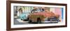 Cuba Fuerte Collection Panoramic - Two Chevrolet Cars Orange and Turquoise-Philippe Hugonnard-Framed Photographic Print