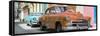 Cuba Fuerte Collection Panoramic - Two Chevrolet Cars Orange and Turquoise-Philippe Hugonnard-Framed Stretched Canvas