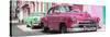 Cuba Fuerte Collection Panoramic - Two Chevrolet Cars Pink and Green-Philippe Hugonnard-Stretched Canvas