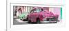 Cuba Fuerte Collection Panoramic - Two Chevrolet Cars Pink and Green-Philippe Hugonnard-Framed Photographic Print