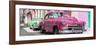 Cuba Fuerte Collection Panoramic - Two Chevrolet Cars Pink and Green-Philippe Hugonnard-Framed Photographic Print