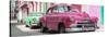 Cuba Fuerte Collection Panoramic - Two Chevrolet Cars Pink and Green-Philippe Hugonnard-Stretched Canvas