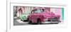 Cuba Fuerte Collection Panoramic - Two Chevrolet Cars Pink and Green-Philippe Hugonnard-Framed Photographic Print