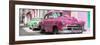 Cuba Fuerte Collection Panoramic - Two Chevrolet Cars Pink and Green-Philippe Hugonnard-Framed Premium Photographic Print