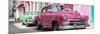 Cuba Fuerte Collection Panoramic - Two Chevrolet Cars Pink and Green-Philippe Hugonnard-Mounted Premium Photographic Print