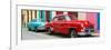 Cuba Fuerte Collection Panoramic - Two Classic Red and Turquoise Cars-Philippe Hugonnard-Framed Premium Photographic Print