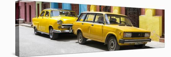 Cuba Fuerte Collection Panoramic - Two Yellow Cars in Havana-Philippe Hugonnard-Stretched Canvas