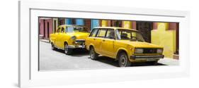 Cuba Fuerte Collection Panoramic - Two Yellow Cars in Havana-Philippe Hugonnard-Framed Photographic Print