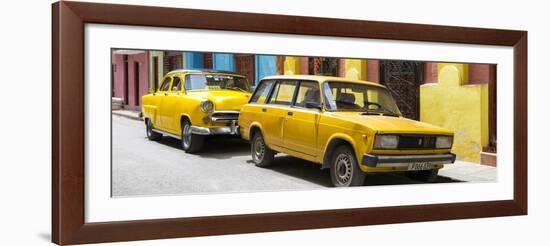 Cuba Fuerte Collection Panoramic - Two Yellow Cars in Havana-Philippe Hugonnard-Framed Photographic Print