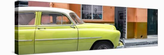 Cuba Fuerte Collection Panoramic - Vintage Lime Green Car of Havana-Philippe Hugonnard-Stretched Canvas